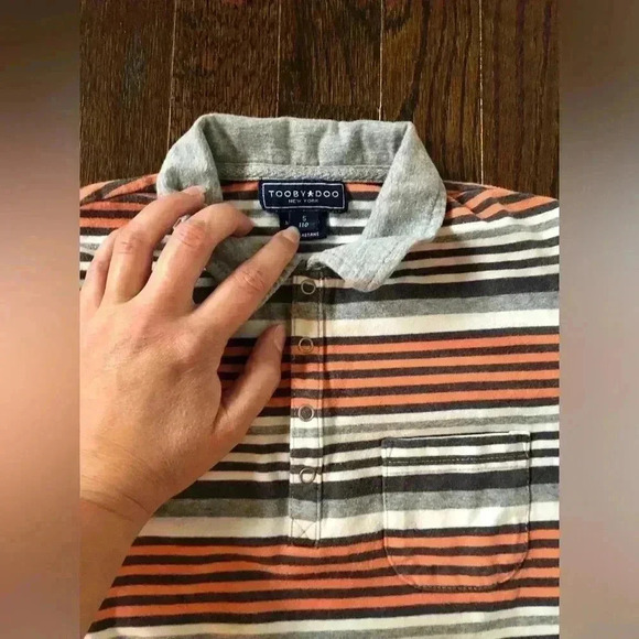 Toobydoo Boys 5 (110cm) Blue/Orange/White/Gray Long-Sleeve Stretch Polo - Picture 10 of 11